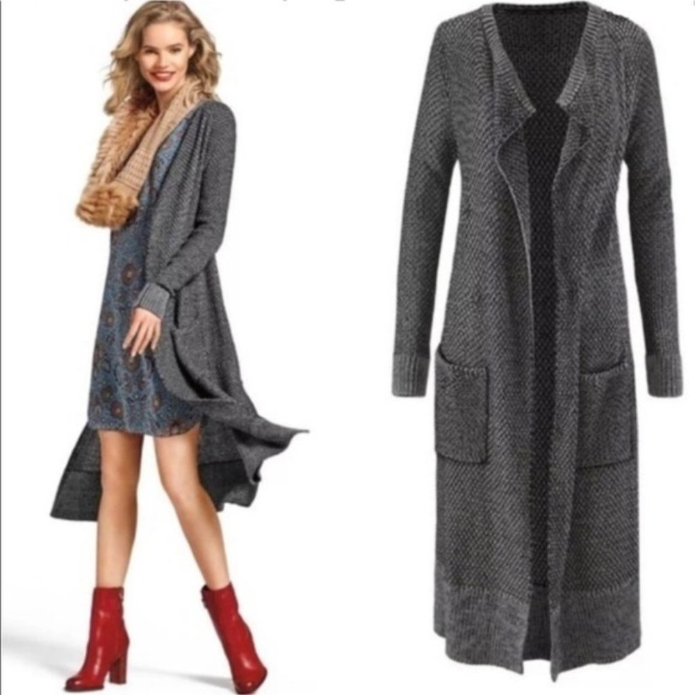 CAbi Lara Gray Open Duster Cardigan Sweater 3166 Size Medium